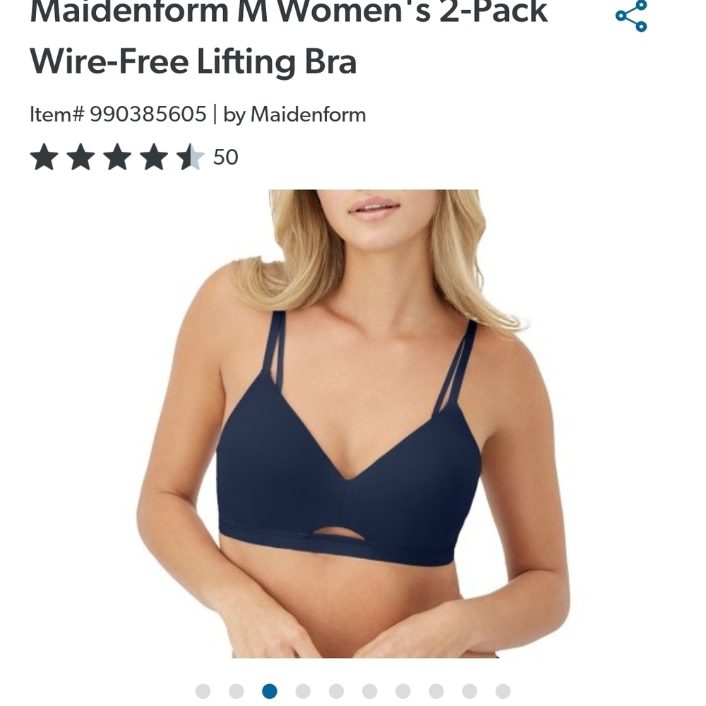 Maidenform Wire-Free Lifting Bra Set - Dark Blue and White - Picture 3 of 4